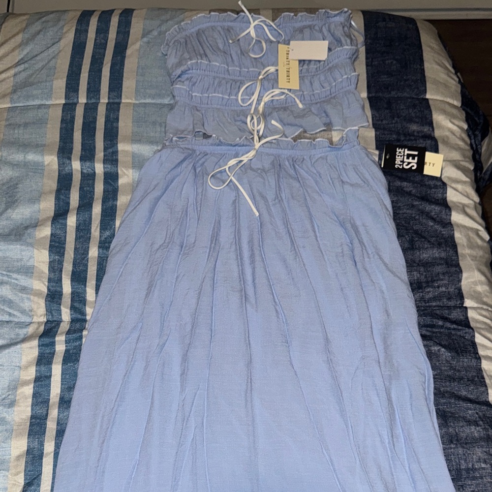 Light Blue Maxi Skirt - Two-Piece Set
